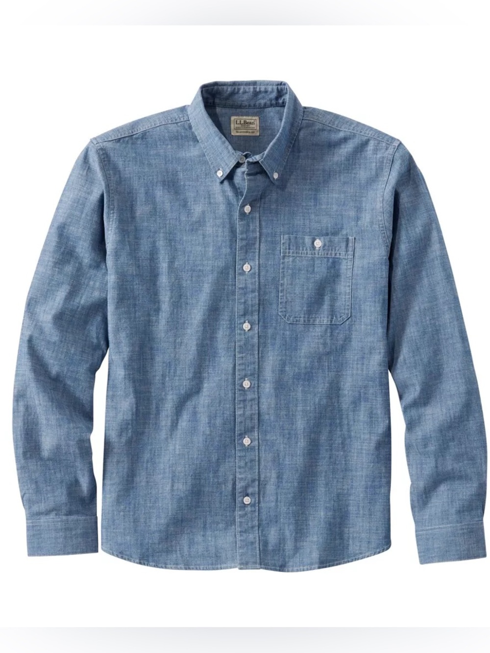 L.L. Bean Men's Chambray Shirt Comforter Stretch Traditional Fit Long-Sleeve M